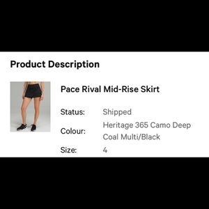 Lululemon pace mid-rise rival skirt